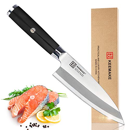 Deba Knife, KEEMAKE 6.5” Fish Fillet Chef's Knife Professional Japanese Kitchen Knife
