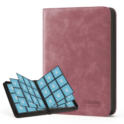 Image of Trading Card Binder, 9 Side Loading Pocket Card Album Hold Up to 540, Zipper Binder for Collection, TCG Holder for Sports, Yugioh, MTG etc. (Wine 9)