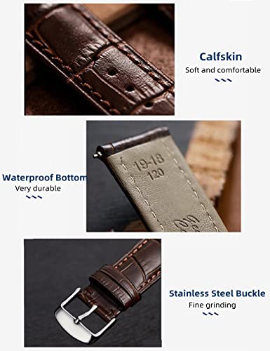 Image of Watch Bands Genuine Leather Embossed Alligator Grain Calfskin Replacement Strap for Women Men Bracelet Choose Color Width 16mm 17mm 18mm 19mm 20mm 21mm 22mm 22mm 24mm