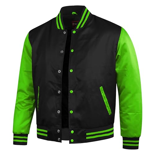 Men,s Letterman Bomber Style BasketBall Jacket Premium Satin Black Body & Multicolor Sleeves Jacket3