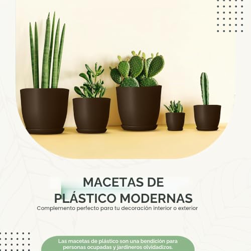 Miniatura 5 de Utopia Home Paquete De 10 Macetas 18 17 15 13 12 Cm Maceta Con Platillo Para La Cocina, Balcón, Plantas De Jardín, Macetas De Vivero De Interior Marrón.
