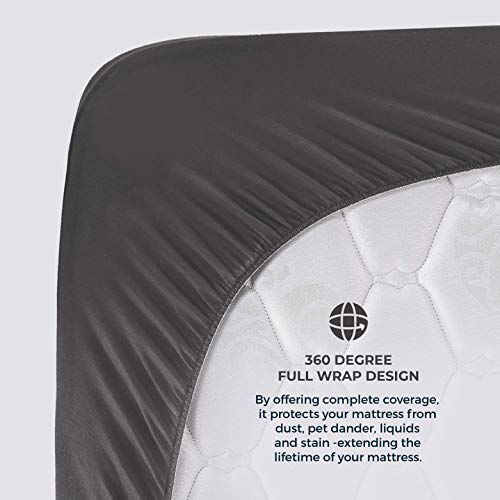 Q Quard Premium Bamboo Mattress Protector King Size - 100% Waterproof Fitted 18" Deep Pocket Grey Ultra Soft & Breathable Bed Mattress Cover Dust Proof Terry Fabric 180 Gsm #TOP5