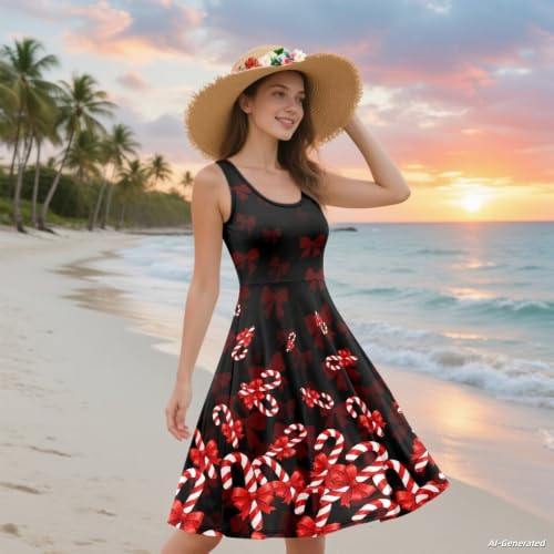 Image of Renewold Women's Sleeveless Tank Dress with Pockets, Casual Scoop Neck A-Line Sundress for Summer, Travel and Vacation