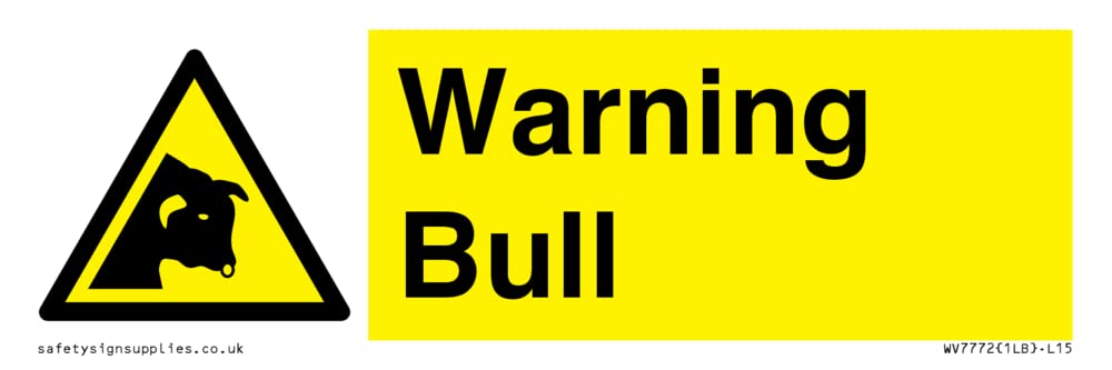 Warning bull Sign - 150x50mm - L15