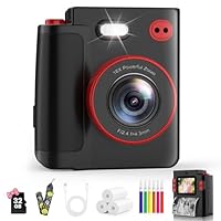 MYSTILUCK Sofortbildkamera Kinder, 1080P HD Kinderkamera Sofortbildkamera mit 32GB Karte & DruckerPapier, Kinderspielzeug Geburtstag und Weihnachten Geschenke für Jungen/Mädchen 3-12 Jahren (Schwarz)