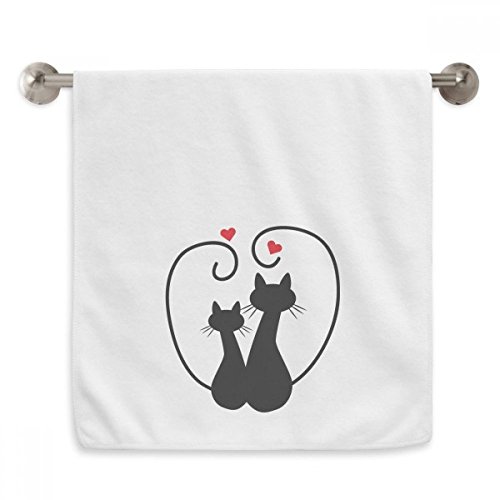Serviettes moelleuses chat imprimé Saint Valentin de haute qualité blanc - 2