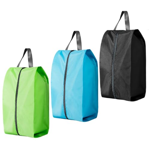 DELUXEFOX シューズバッグ 3個入り 防水防塵防臭 超軽量 シューズケース スポーツ シューズ入れ 靴収納ケース 靴入れ袋 スポーツ 収納袋 男女兼用 旅行 出張 スポーツ シューズ入れ 靴収納ケース スニーカー 持ち運び便利 (グリーン+ブルー+