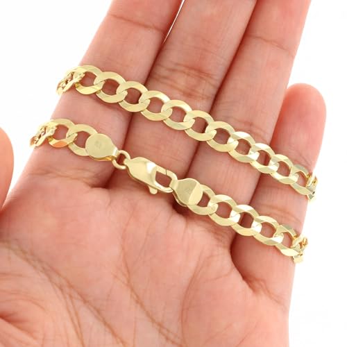 Nuragold NG10YCBS180-7 10K Yellow Gold 7Mm Solid Cuban Curb Link Chain Bracelet thumb #2