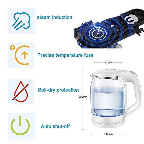 Hervidor eléctrico de vidrio 1.8L 1500W con luz LED miniatura 3