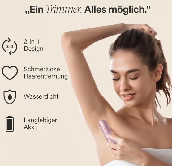 Rasoir Klyne Femme, Klyne Tondeuse Femme —— Tondeuse Intime & Sourcils, Recharge USB, Étanche IPX7, Pour Bikini, Aisselles, Jambes et Nez