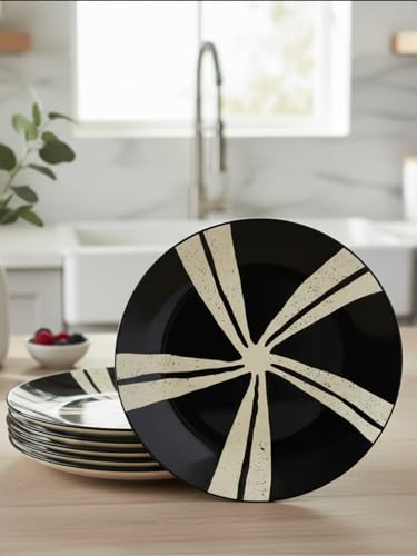 Image of BLACKCARROT Ceramic Dinner Plates Set, 6 Pieces, Splash Design | Ceramic Plates Set | Glossy Finish | Dinner Plates Ceramic | Set of 6 Plates for Dinner (Splash Design)