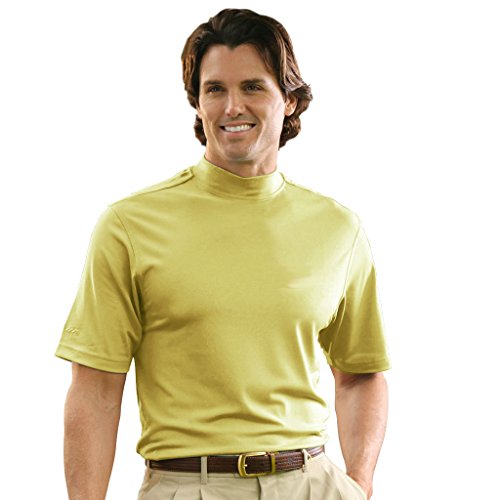 Monterey Club Men's Jersey Texture Mock Shirt #3302 (Butter, Large)