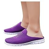 Damen Hausschuhe Weiches Flache Mode Frauen Sommer Mesh Slip-On Beach Schuhe Flat Open Toe Atmungsaktive Hausschuhe Strandschuhe Bootsportschuhe Sommerschuhe für Damen (Lila, 38)