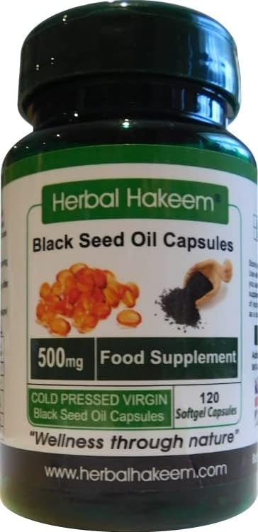Black Seed Oil Capsules 500mg x 120 capsules (Made in the UK) - Nigella Sativa, cold pressed