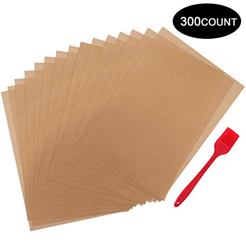 300 Pcs Parchment Paper Sheets, OAMCEG 12x16" No Chemical Non-Stick Unbleached Precut Parchment