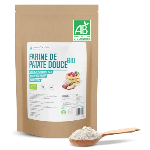 Farine de Patate Douce BIO | 1 kg | Alternative Sans Gluten à la Farine de Blé | Index Glycémique Bas | Aliment Basifiant | Riche en Antioxydants | Régime Paléo | Gâteaux, Crêpes, Pancakes | Eiyolab Cover