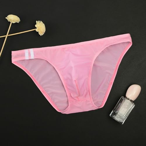 Men's Ice Silk Transparent Underwear Low Waist Narrow Edge Mens Thong Swimsuit3