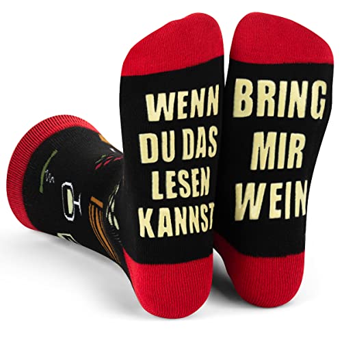 Lavley Wenn Du Das Lesen Kannst Bring Mir Lustig Socken für Frauen und Männer (Bier Sekt Kaffee Und Kuchen) (Wein)