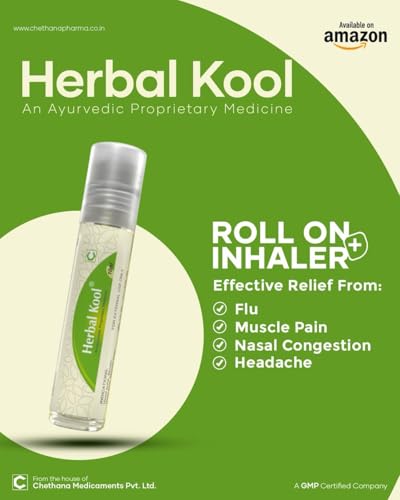 Image of Ayurvedic Roll-On Balm 10ml (Pack of 5) | Natural Relief for Headache, Cold, Nasal Congestion, Flu & Muscle Pain | With Camphor, Menthol & Herbal Oils | Portable Roll-On for Adults & Kids