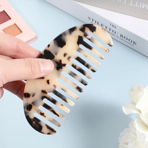 Peine ancho para cabello con dientes espaciosos beige miniatura 3