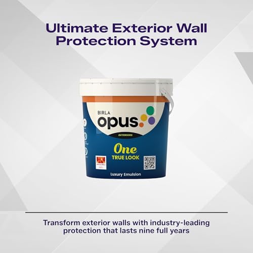 Image of Birla Opus One True Look Luxury Exterior Emulsion Paint (20L, White Colour Rich Sheen Finish)-Anti-Fading, UV & Algae Protection, Strong Film Intergrity-For Exterior Walls of Home, Office