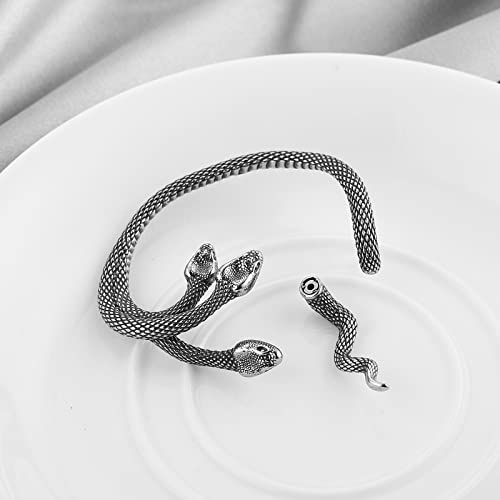 Hzman Stainless Steel Three-Headed Snake Cuff Earring For Men Boys Gothic Punk Piercing Wrap Clip On Earring Jewelry Gift (Right Earring) #TOP2