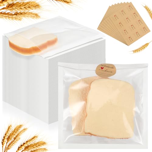 Outus 400 Pcs Cookie Packaging Bags with Seal, 7.1 x 7.5 Inch, White