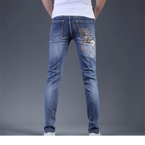Men Printed Jeans in Denim Clothing with Slim Fit and Elastic Feet Casual Pants4