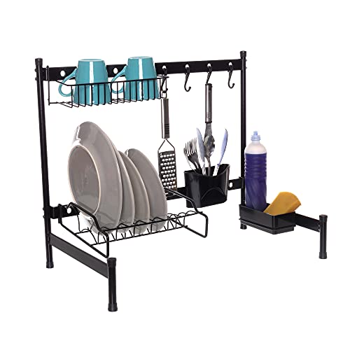 Rack Prateleira Organizadora para Pia de Cozinha Suspensa, Cor Preto, Metaltru