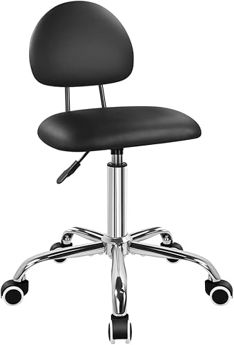 FURWOO Silla de oficina con respaldo, taburete giratorio de estilo minimalista moderno 360 con ruedas para el hogar, oficina, trabajo, tocador, spa,