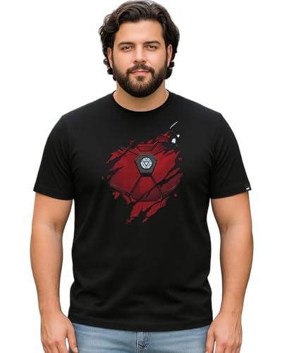 Image of Bewakoof Official Marvel Merchanidse Men's Graphic Printed Regular Fit Half Sleeve Round Neck Cotton Plus Size T-Shirt