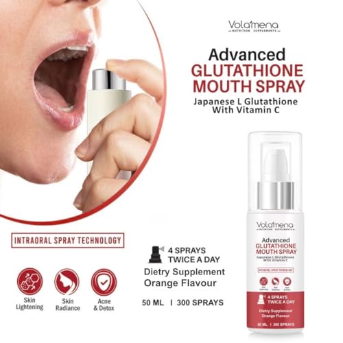 Image of Volamena Nutrition Supplements Advanced Japanese Sourced L-Glutathione oral Spray with Vitamin C Intra oral For Skin Whiteining & glow Both Men & Women- Orange Flavor 50 ml