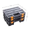 Tool Box Organizer - 3-in-1 Portable Parts Organizer with 52 Customizable Compartments to Store Hardware, Craft Supplies, or Beads by Stalwart (Gray) #1
