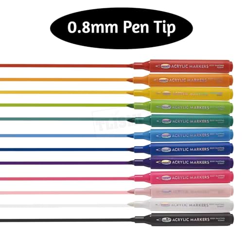 Image of Body Painting Acrylic Markers Set for Rock, Glass, Paper & Wood | Non-Toxic, Water-Based Bright Temporary Tattoo Art Pen | Colorful Skin Face Paint Kit for Teen Girls and Boys (Pack of 12)