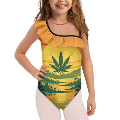 Image of Girls Swimsuit One Piece Ruffle Swimsuit Non-Slip Straps UPF 50+ for Girls Size 3-14 Years