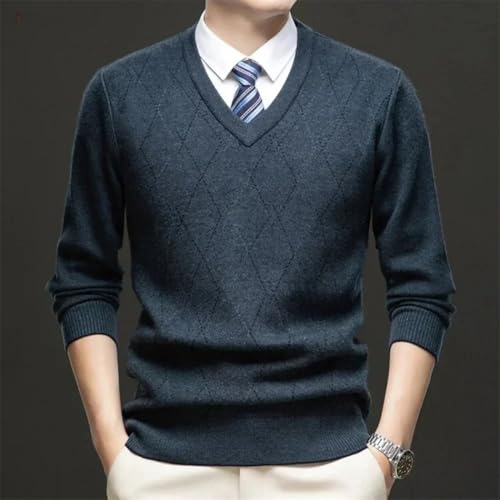 Men Solid Color Thick Knit Sweater Soft Fleece Lined Warm Pullover for Autumn Winter Daily Wear4