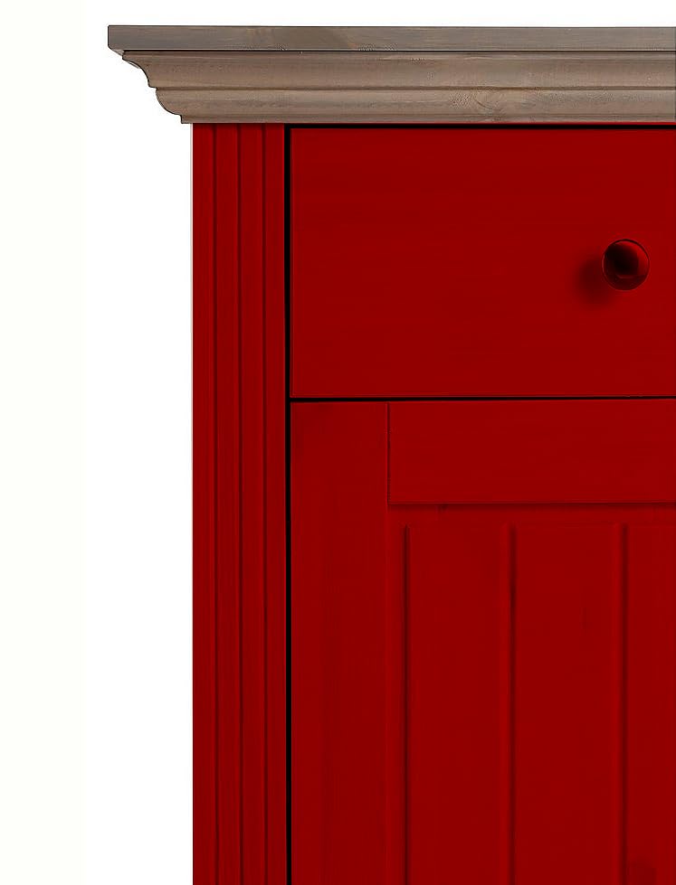 Image of APRODZ Solid Wood Alegre Sideboard Storage Cabinet for Living Room | Red