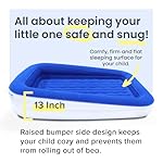 King Koil Luxury Toddler Inflatable Child Airbed, Travel Bed with Built-in Safety Bumper, Portable Air Mattress for Kids, Includes High-Speed Pump - Blue, 1-Year Manufacturer Warranty - Image 3
