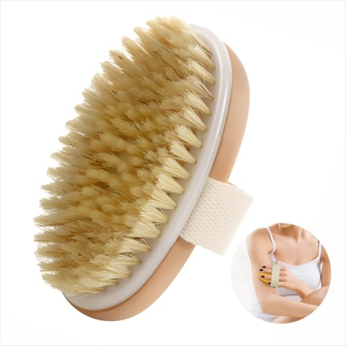 wilcractk Dry Brush Cepillo Cerda Natural de Madera, Cepillo Exfoliante de Cerdas Duras, Ideal para Baño, Ducha y Estimulación de la Circulación, Unisex