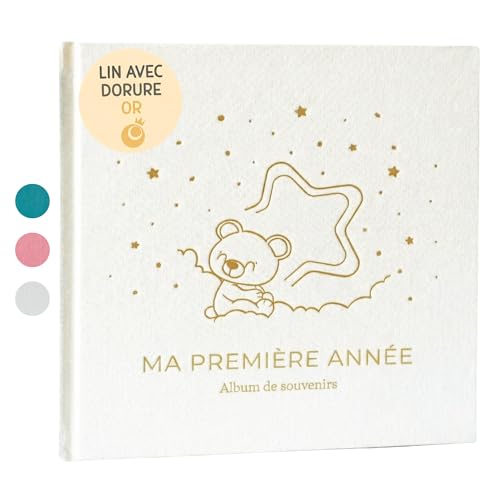 Livre de Naissance Bébé Ma Première Année | Album de Naissance et Livre Souvenir Bébé pour coller des photos et écrire | Album Photo Bebe avec stickers idéal...