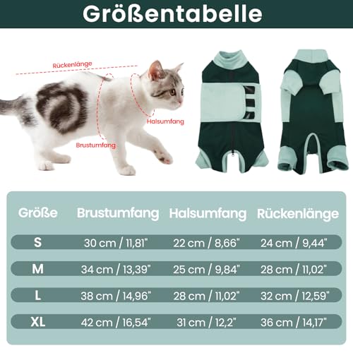 OUOBOB Beruhigungsgeschirr für Katzen, Anti-Stress Weste mit Reißverschluss, Angsthemd für Katzen bei Feuerwerk & Reisen, Blau M