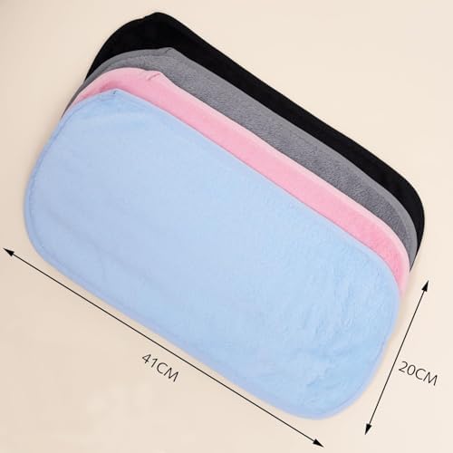 4 Pack Make Up Remover Cloth, 40 * 20 CM Flannel Face Cloth Face Wipes for Sensitive Skin Make Up Removing(Black+Pink+Blue+Grey) - Image 2