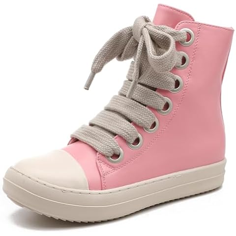 GUUMOR Womens High Top Sneakers Fashion Classic Lace Up Platform Comfortable Walking Shoes with Zipper Pink Cover