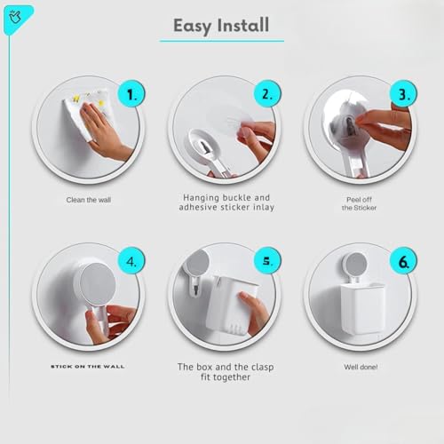 Image of TEKCOOL Plastic Toothbrush Holders for Bathroom | Toothbrush Holders for Toothbrushes | Wall Mounted Toothbrush Holder /Bathroom Shelf for Wall (Plastic Toothbrush Holder), White