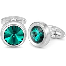 HONEY BEAR Round Crystal Diamond Cufflinks for Cuff links Mens Shirt Suit Wedding Business Gift