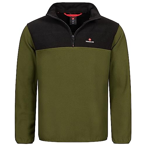 HÖHENHORN Skyja Sudadera de micropolar para hombre, para otoño e invierno, con media cremallera, negro/verde, XL