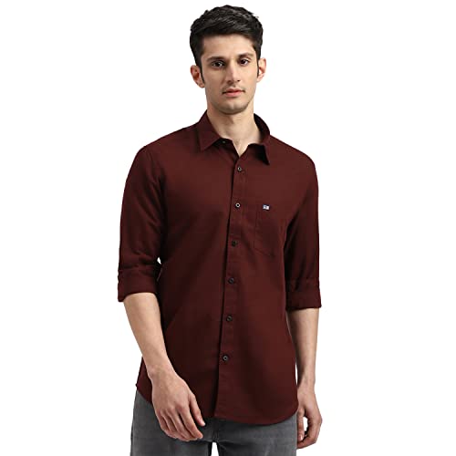 Image of Arrow Solid Slim Fit Mens Casual Shirts - 100% Cotton, Breathable & Comfortable, Full Sleeves Shirt for Men