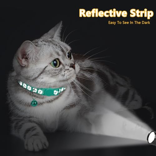 Image of Taglory 2 Pack Cat Collar with Bell, Breakaway Buckle and Reflective Strip | Adjustable 19-32 cm, Quick Release Clip, Kitten and Adult Cats, Spare Collar Included, Indoor Outdoor Use