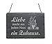 Produktbild Wetterfeste Schiefertafel « LIEBE macht aus jedem Haus ein ZUHAUSE » mit Motiv Haus - Schild Türschild Dekoschild - Geschenk Einzug Umzug Valentinstag Verlobung Hochzeit