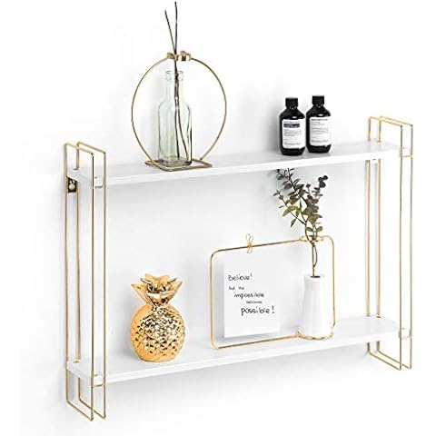 J JACKCUBE DESIGN White and Gold Floating Shelf Cover